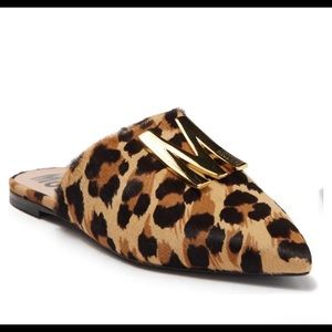 MOSCHINO , gently used 
Logo-plaque Leopard-print Mules In Nude